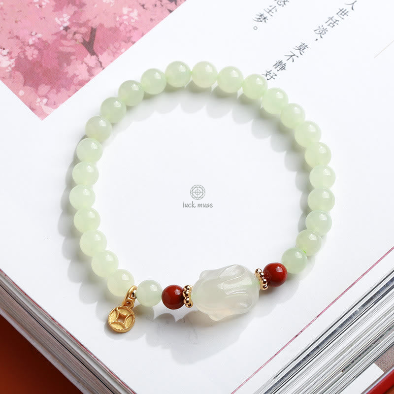 Gold-Plated Natural Hetian Jade Bracelet with Buddha Elements - Image 18