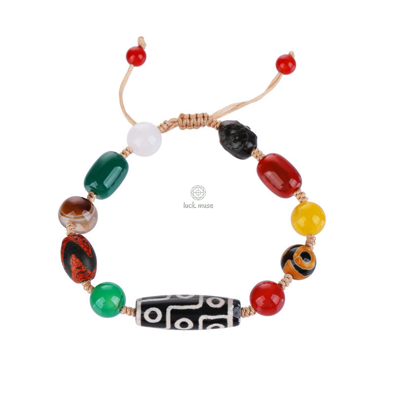Tibetan Nine-Eye Dzi Bead Agate Bracelet for Wealth Protection at Luck Muse Shop - Image 16