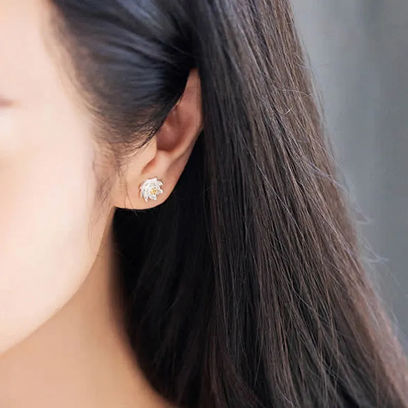 925 Sterling Silver Lotus Flower Balancing Earrings by Luck Muse Shop - Image 4