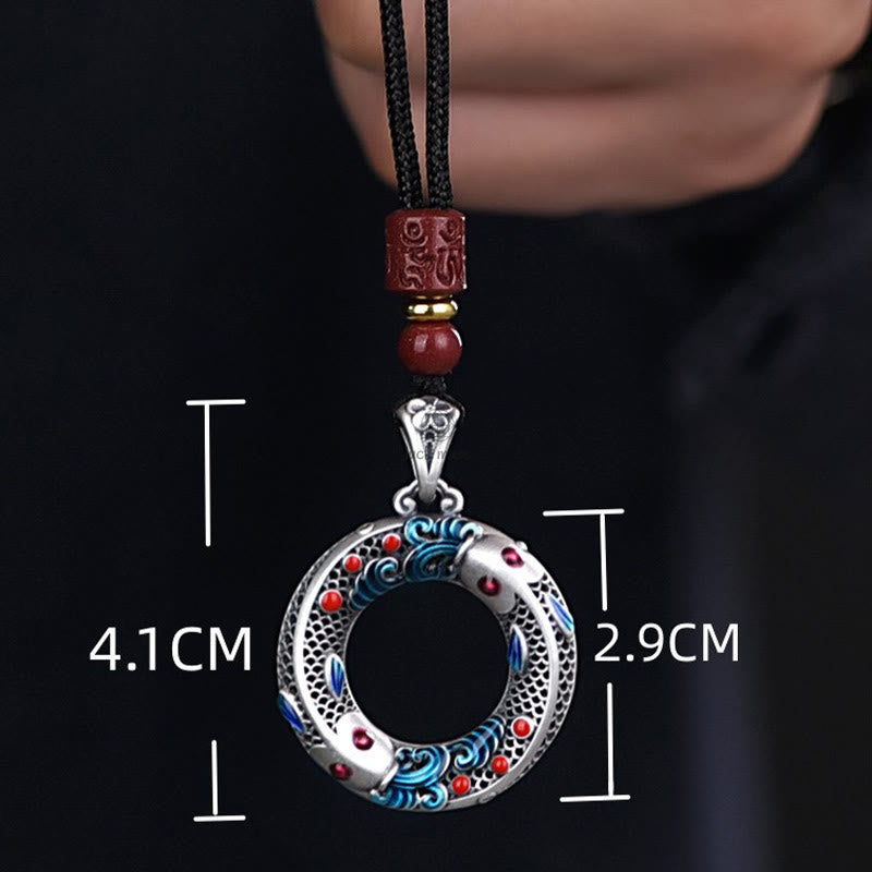 Luck Muse Koi Fish Peace Symbol Copper Necklace - Image 7