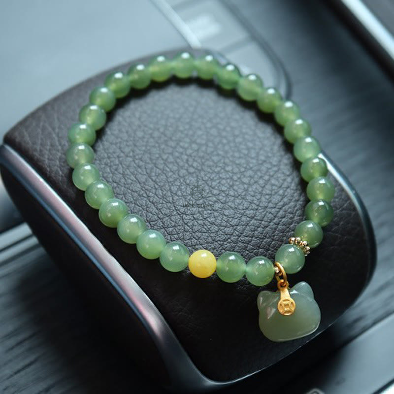 Gold-Plated Natural Hetian Jade Bracelet with Buddha Elements - Image 29