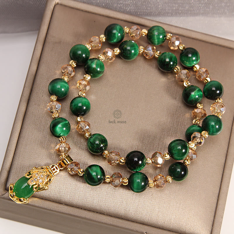 Tiger Eye Pixiu Fox Protection Double Wrap Bracelet - Image 9