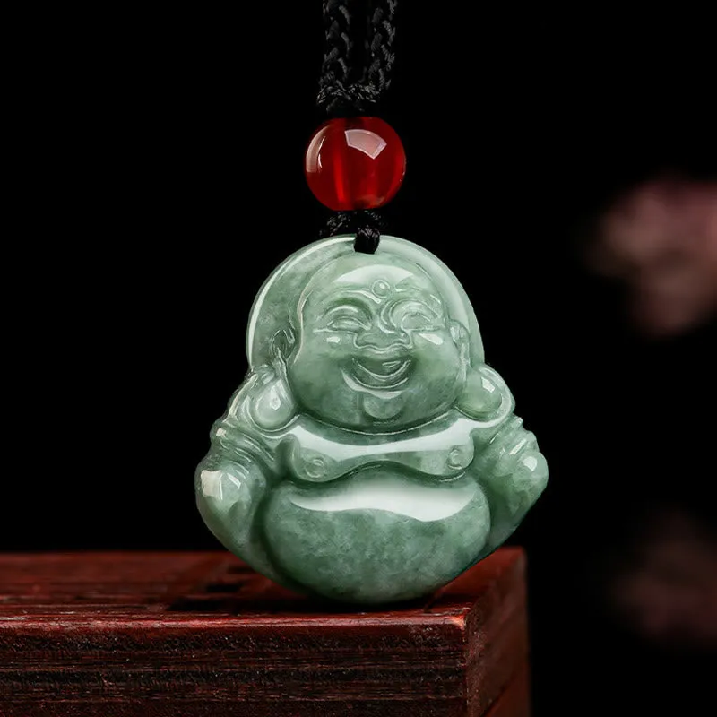 Green Jade Laughing Buddha Luck & Abundance Necklace Pendant by Luck Muse Shop - Image 3