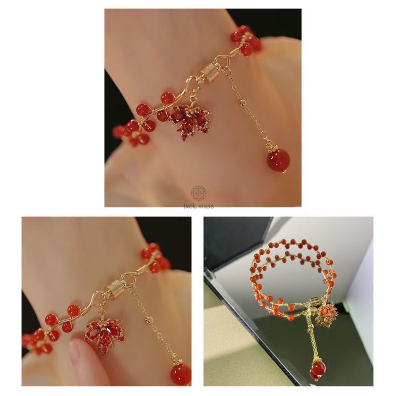 Luck Muse Red Maple Leaf Lucky Charm Bracelet - Image 15