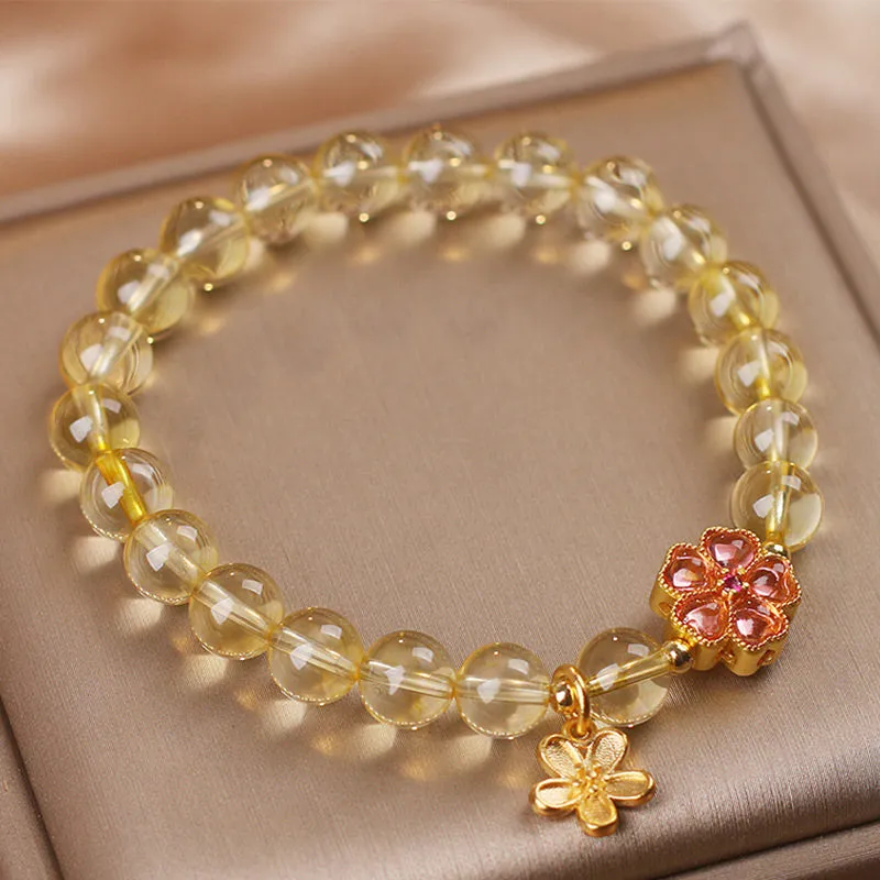 Natural Citrine Flower Charm Bracelet for Prosperity and Protection - Image 2