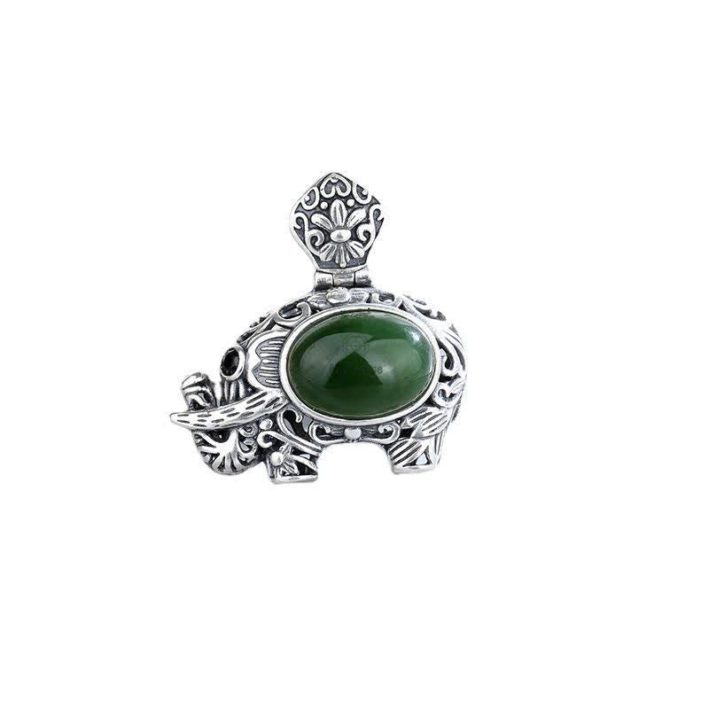 Luck Muse 925 Sterling Silver Hetian Cyan Jade Elephant Pendant for Success - Image 6