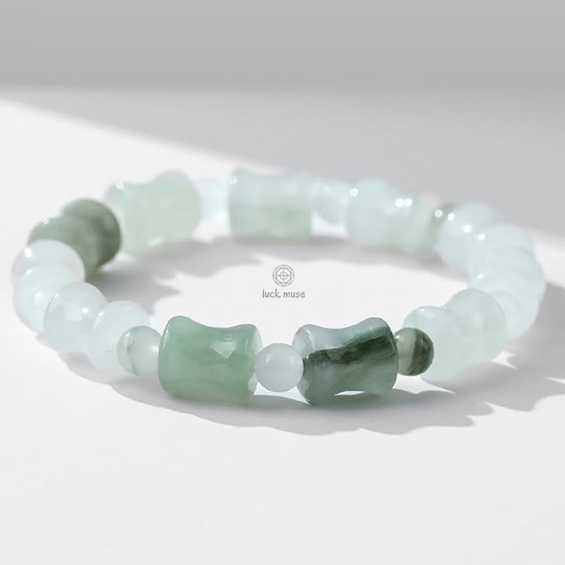 Bamboo Pattern Jade and Coconut Shell Buddha Bracelet for Abundance and Luck - Image 8