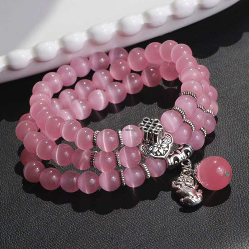 Luck Muse Cat's Eye Pixiu Triple Wrap Bracelet - Energizing Support - Image 25