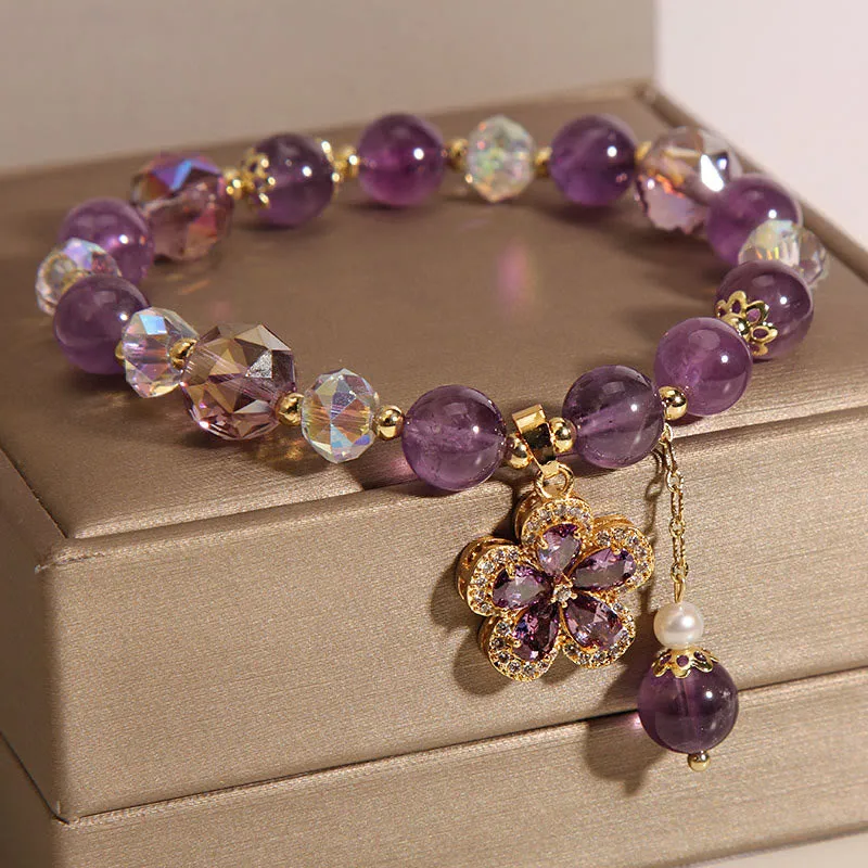 Amethyst Pearl Flower Transformation Bracelet - Image 5