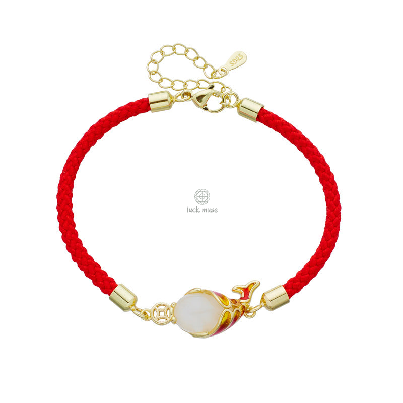 Buddha Chalcedony Luck Koi Fish Wealth Stone Bracelet and Necklace Set - Image 6