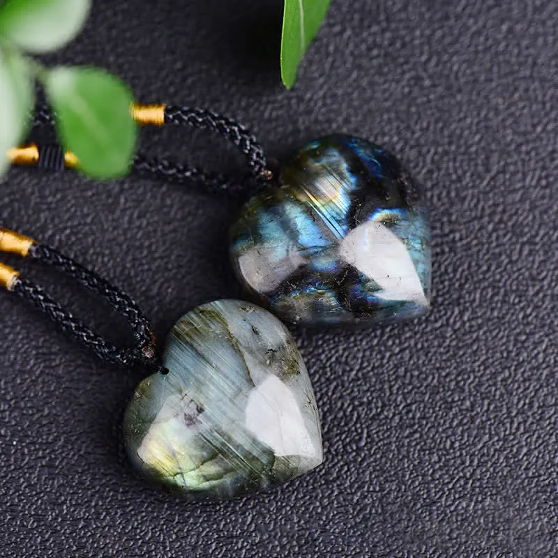 Labradorite Love Heart Necklace Pendant for Emotional Support - Image 4