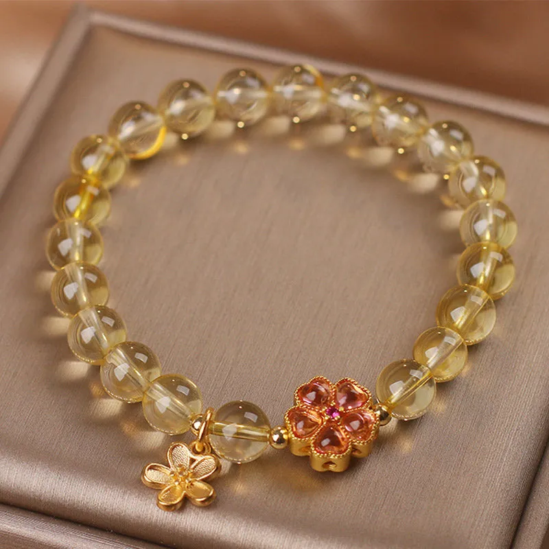 Natural Citrine Flower Charm Bracelet for Prosperity and Protection - Image 3
