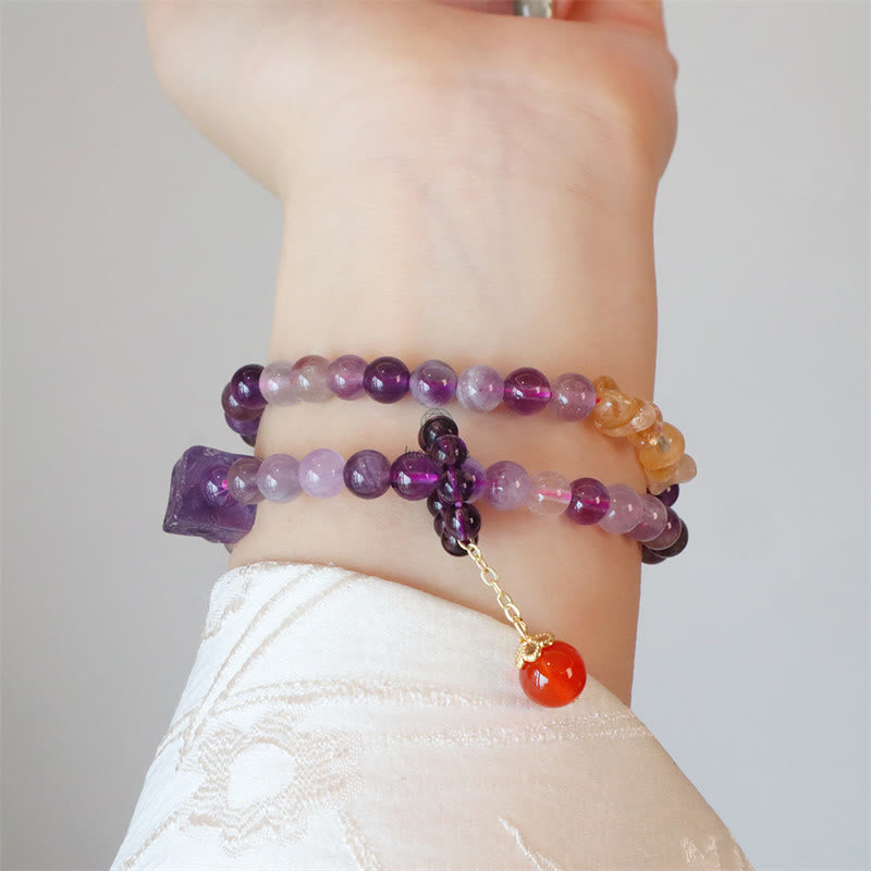 Luck Muse Amethyst Citrine Double Wrap Bracelet for Positive Transformation - Image 7