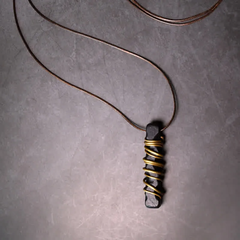 Tibet Ebony Wood Copper Balance Peace Necklace Pendant with Luck Muse - Image 3