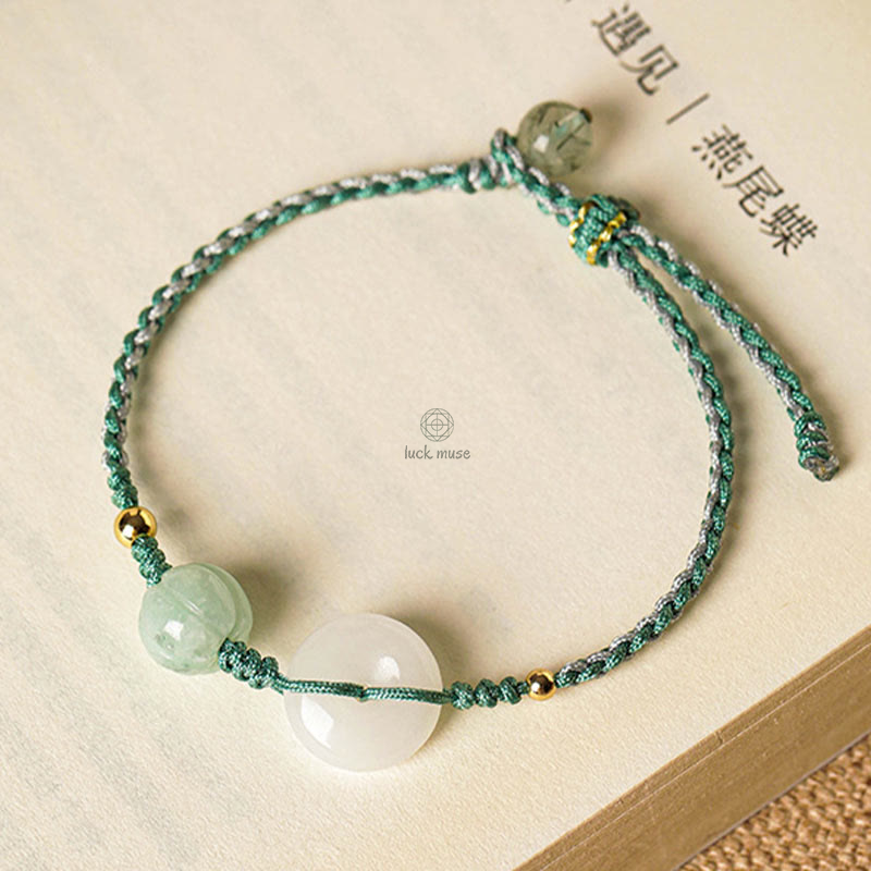 White Jade Peace Buckle Pumpkin Bead Blessing Bracelet - Image 7