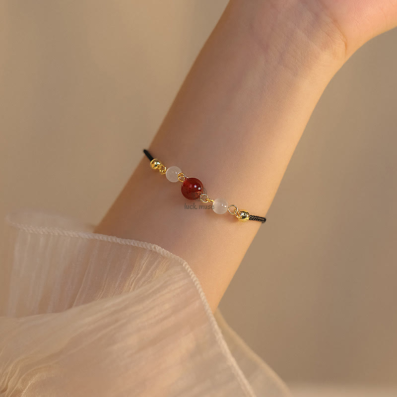 Red Agate and Cat Eye Braided Confidence Bracelet with Luck Muse - Image 6
