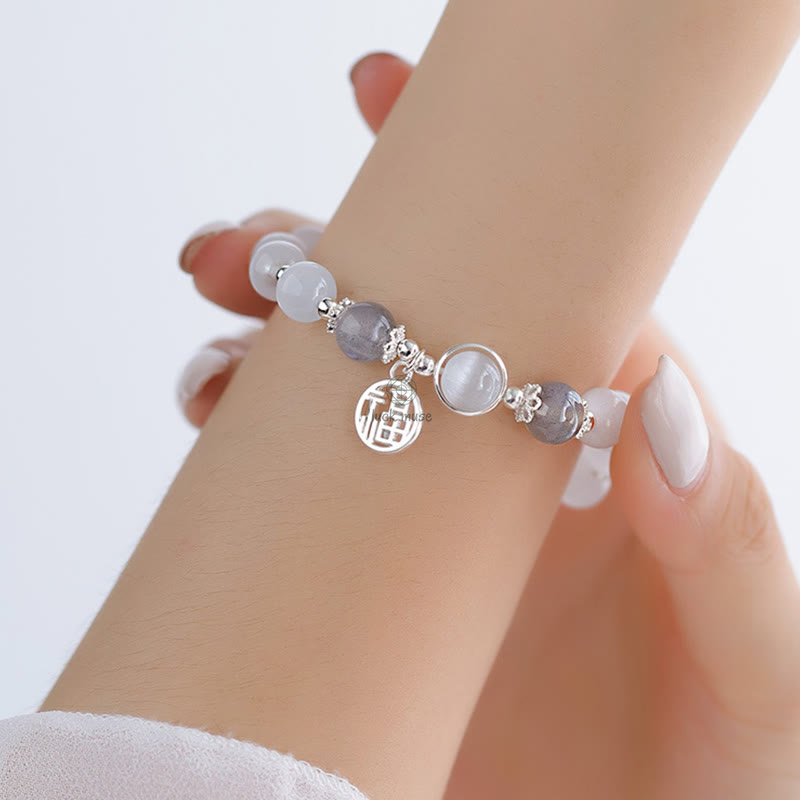 Luck Muse Cat's Eye Moonstone Charm Bracelet - Fu Character Ball Support - Image 8