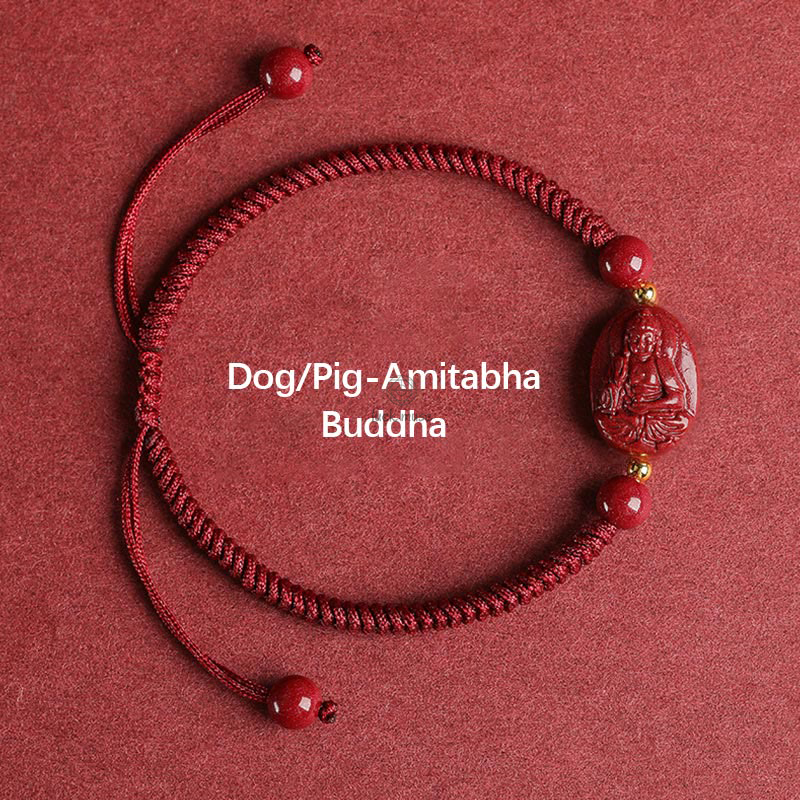 Natal Buddha Cinnabar Chinese Zodiac Rope Bracelet with Luck Muse - Evil Spirits Protection - Image 10