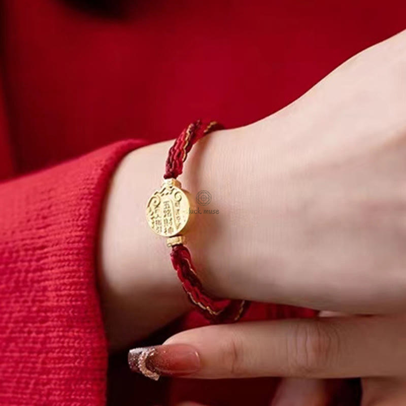 Luck Muse Five Directions Wealth Gods Handmade Reincarnation Knot Protection String Braided Bracelet - Image 13