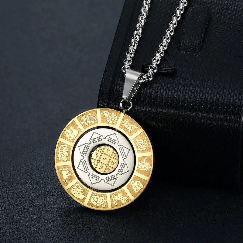 Chinese Zodiac Bagua Amulet Harmony Necklace with Rotatable Pendant - Image 3