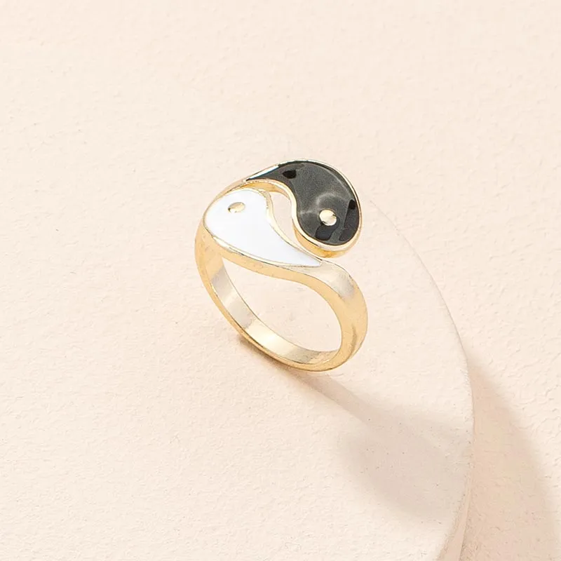 Luck Muse Yin Yang Symbol Blessing Adjustable Couple Ring
