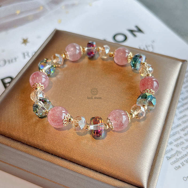 Natural Strawberry Quartz Crystal Bracelet - Image 7