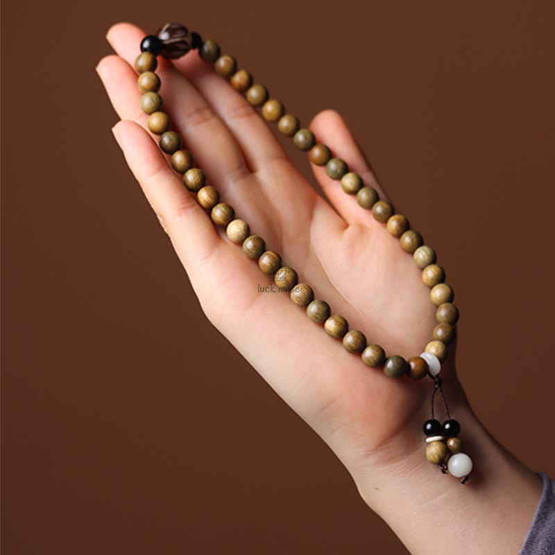 Bodhi Seed and Green Sandalwood Lotus Double Wrap Bracelet - Image 6