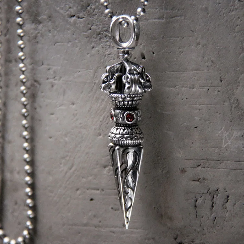 925 Sterling Silver Vajra Pendant Necklace with Spiritual Power - Luck Muse Shop - Image 5