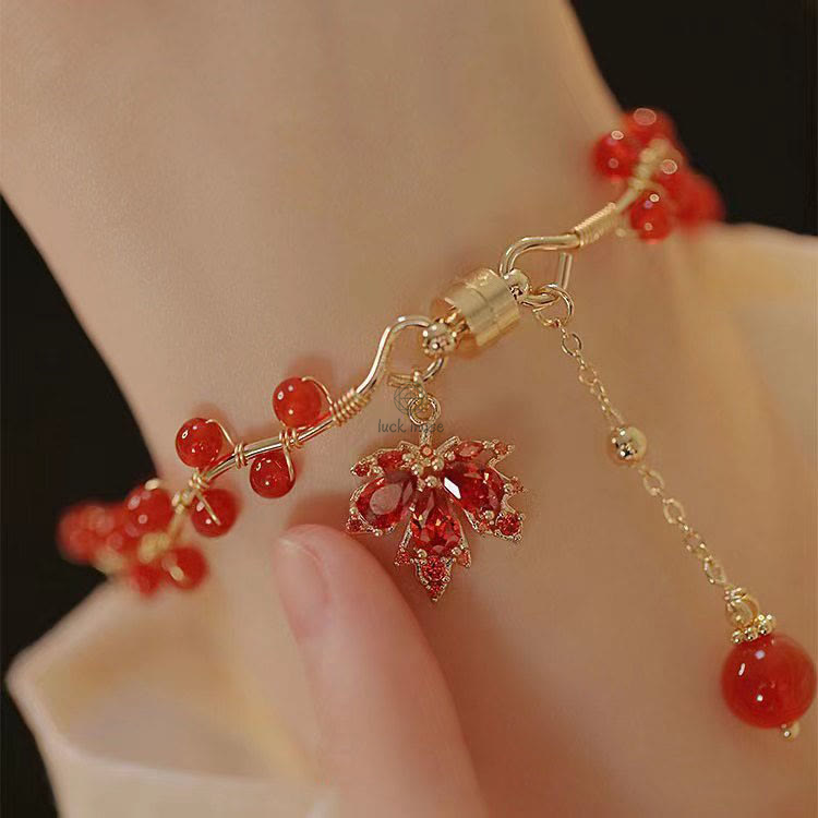 Luck Muse Red Maple Leaf Lucky Charm Bracelet - Image 11