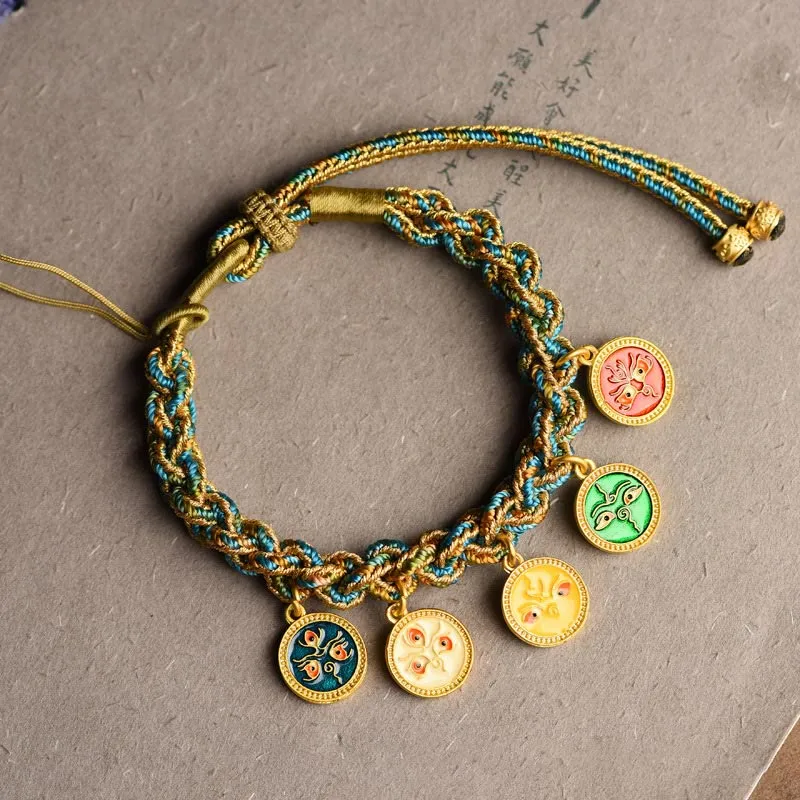 Tibetan Five Wealth & Luck Handcrafted Braid String Bracelet from Luck Muse Shop - Image 2