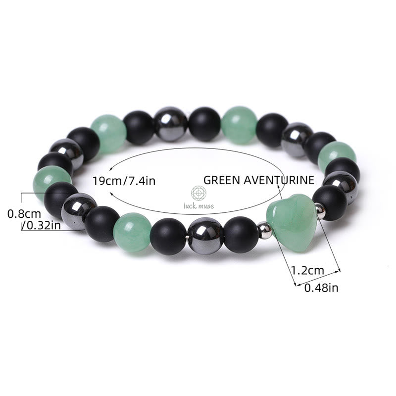 Black Onyx Tiger Eye Crystal Love Heart Protection Bracelet - Image 16