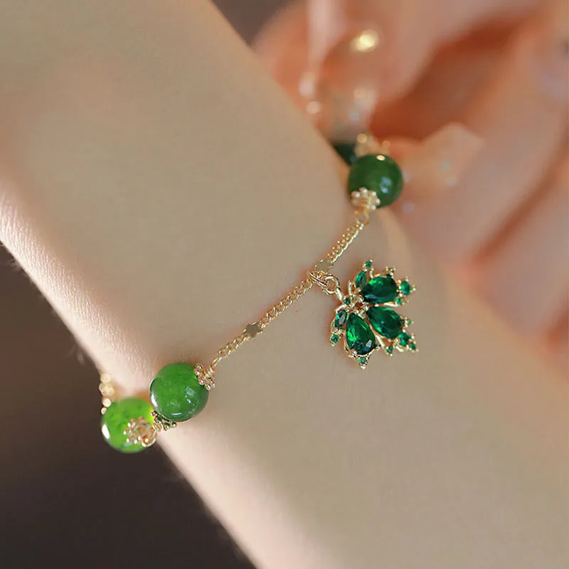 Maple Leaf Green Chalcedony Courage & Strength Bracelet with 14k Gold Plating by Luck Muse Shop - Image 5