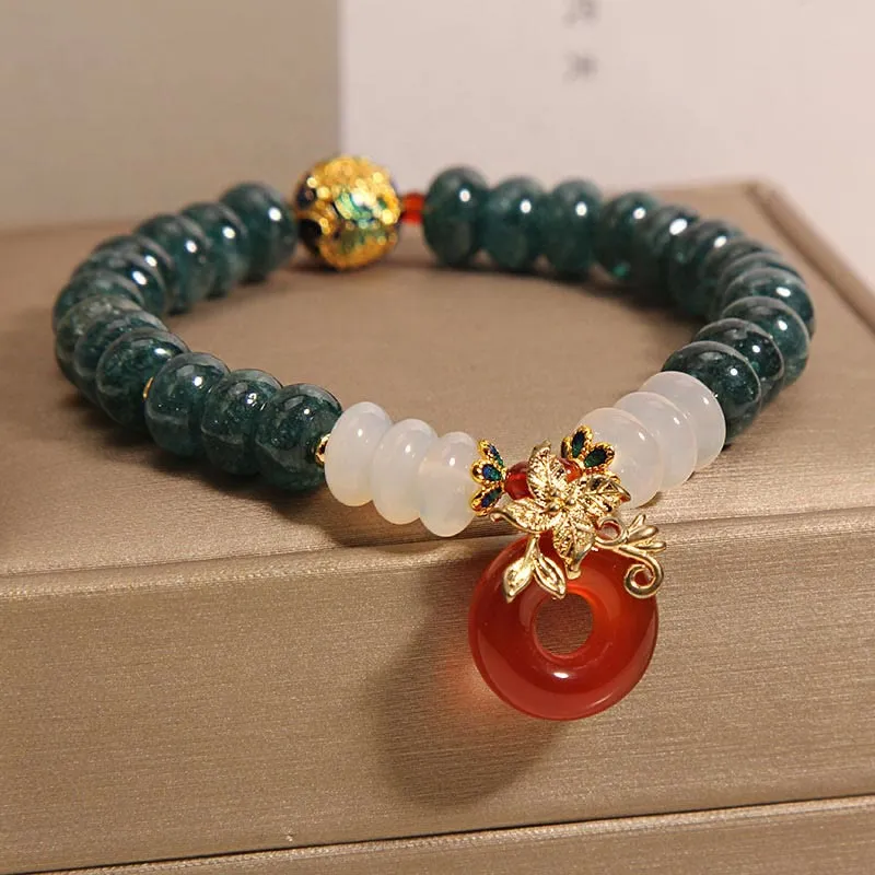 Luck Muse Jade, White Agate, Red Agate Peace Bracelet with Abacus Beads for Luck - Image 2