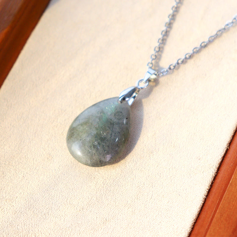 Luck Muse Natural Crystal Gemstone Water Drop Necklace Pendant - Image 35
