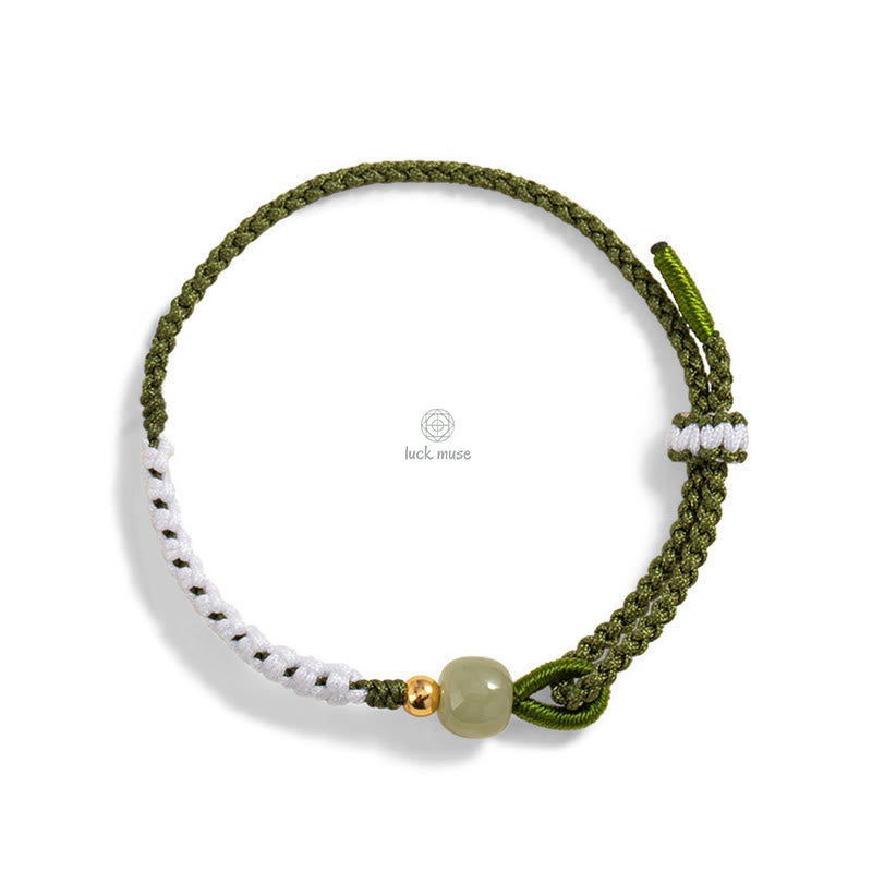 Braided Rope Bracelet with Hetian Jade Bead and 925 Sterling Silver Luck Muse for Luck - Image 8