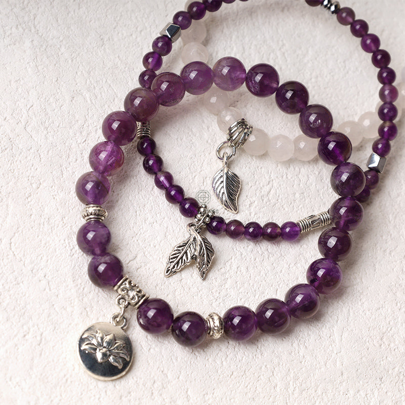 Luck Muse Natural Quartz Crystal Lotus Bracelet Set (3 Pieces) - Image 4