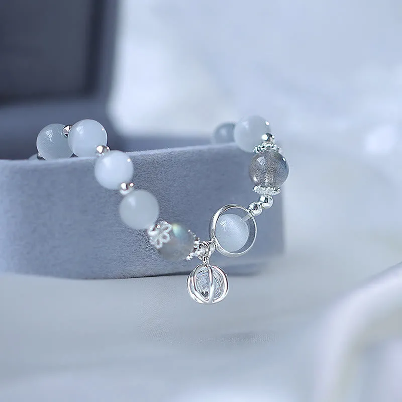 Luck Muse Cat's Eye Moonstone Charm Bracelet - Fu Character Ball Support - Image 11