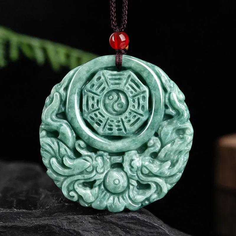 Dragon Jade Yin Yang Balance Necklace with String Pendant