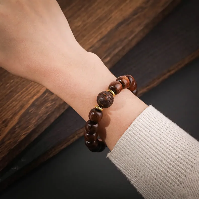 Natural Rosewood Compassion Bracelet with Luck Muse - Image 4