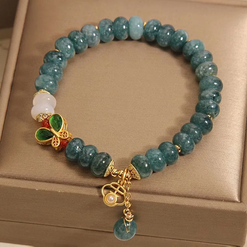 Luck Muse Jade White Agate Butterfly Bead Abundance Bracelet - Image 5