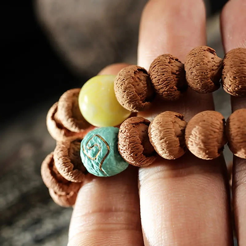 Tibetan Bodhi Seed Turquoise Amber Protection Bracelet - Image 7