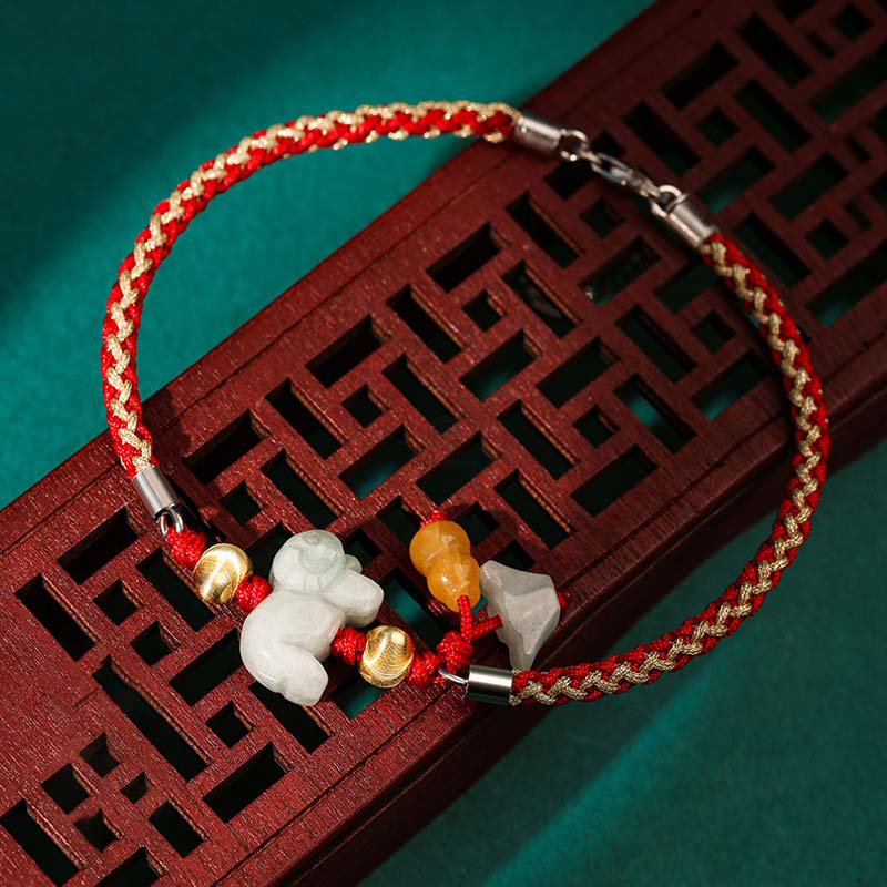 Luck Muse Chinese Zodiac Jade Prosperity Red String Bracelet - Image 12