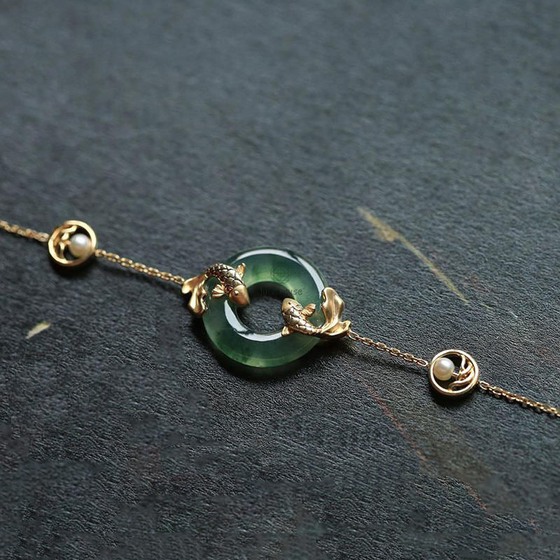 Cyan Jade Koi Fish Healing Bracelet - Image 10