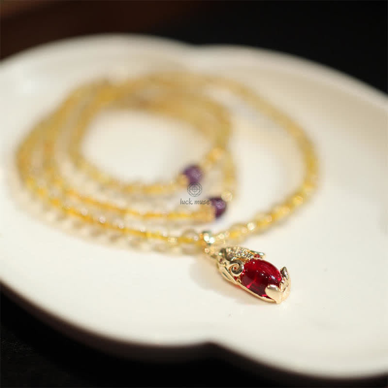 Luck Muse Citrine Amethyst Pi Xiu Bracelet for Prosperity, Happiness, and Protection - Image 8