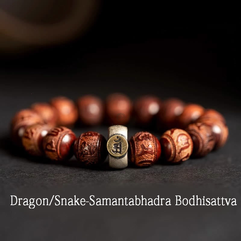 Luck Muse Chinese Zodiac Bracelet - Red Sandalwood Om Mani Padme Hum Protection - Image 11