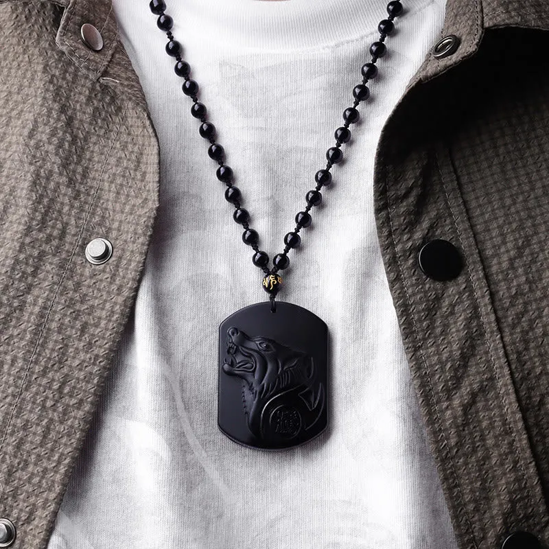 Black Obsidian Stone Wolf Purification Necklace - Image 5