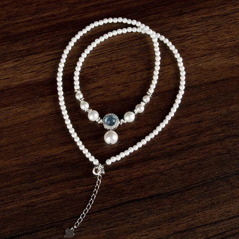 Natural Pearl Chalcedony Bead Healing Necklace with Luck Muse - Image 6