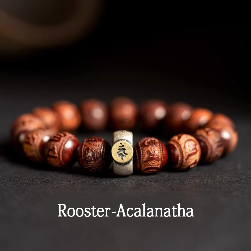 Luck Muse Chinese Zodiac Bracelet - Red Sandalwood Om Mani Padme Hum Protection - Image 16
