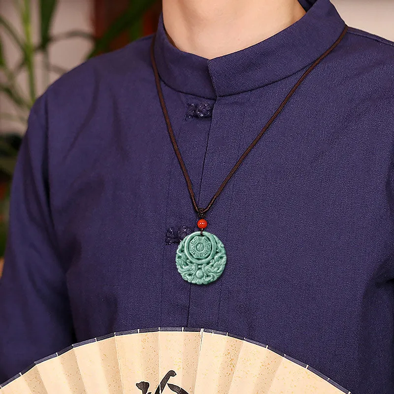 Dragon Jade Yin Yang Balance Necklace with String Pendant - Image 3