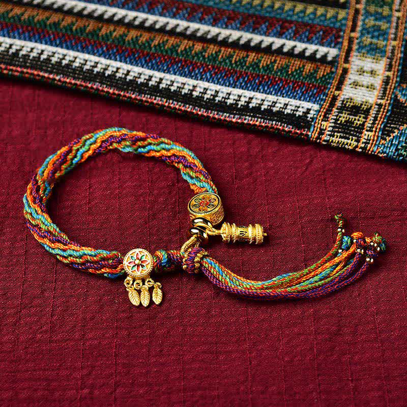 Tibetan Samsara Knot Luck Reincarnation Prayer Wheel Dream Catcher Braid Bracelet - Image 5